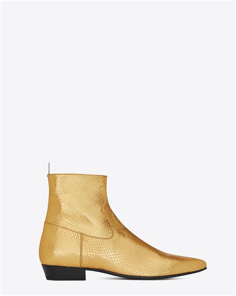 Saint Laurent Devon Metallic Embossed Boots 